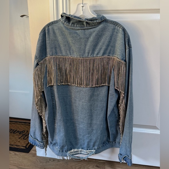 Denim Rhinestone Fringe Jacket! - Picture 3 of 5
